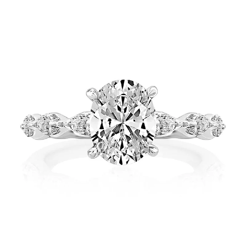 solitaire diamond engagement rings for women-14K White And Rose Gold Classic Engagement Ring