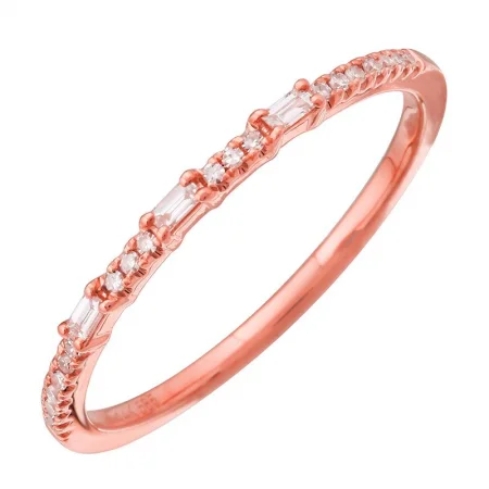 cubic zirconia ladies rings-14K Rose Gold Diamond Stackable Band