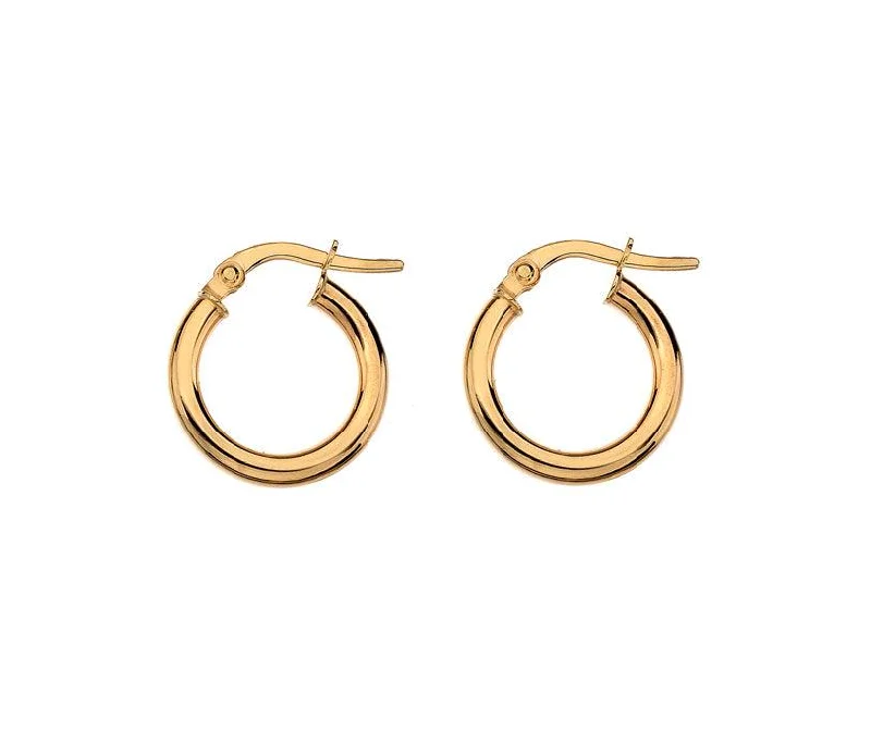 sterling silver earrings with diamonds-9ct 10mm Gold Hoop Earrings