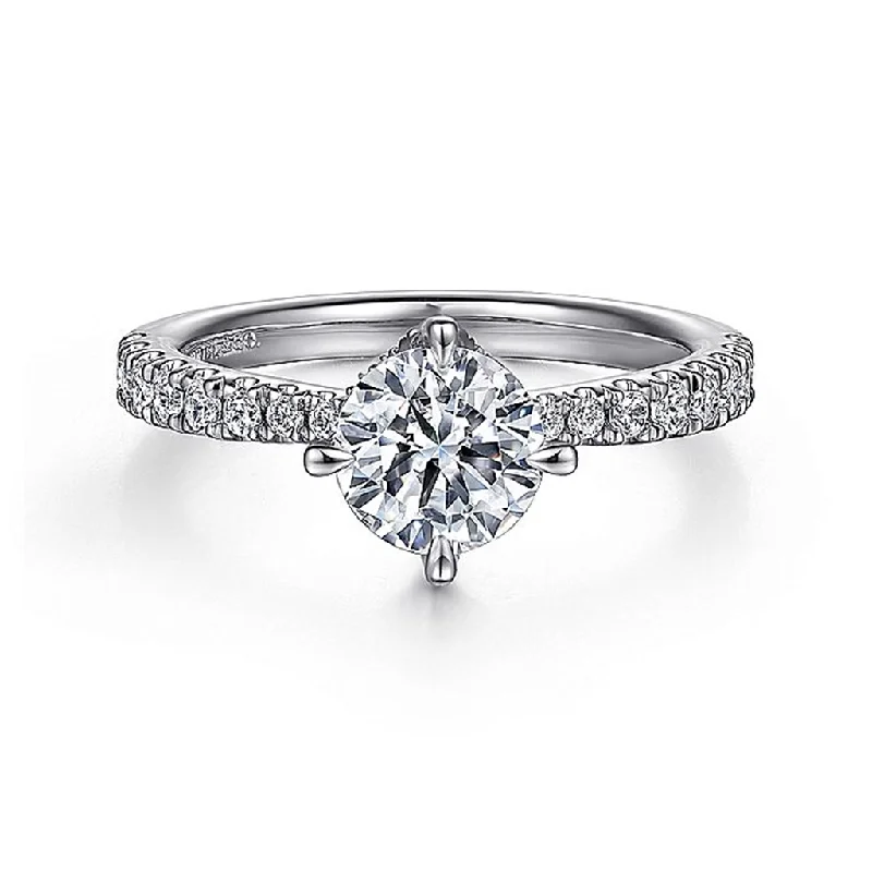 diamond engagement rings for women-14K White Gold 'Ada' Hidden Halo Round Diamond Engagement Ring