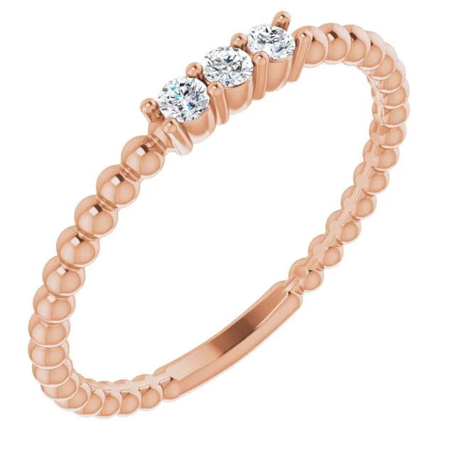 women’s rings with emerald-14K Rose Gold Diamond Beaded Ring