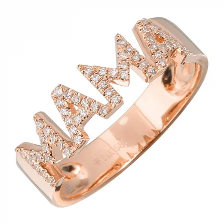 rose gold ladies rings-14k Rose Gold Mama Diamond Ring