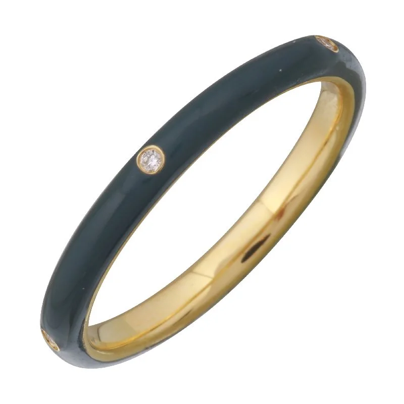 women’s gemstone rings-Yellow Gold Dusk Enamel & Diamond Ring