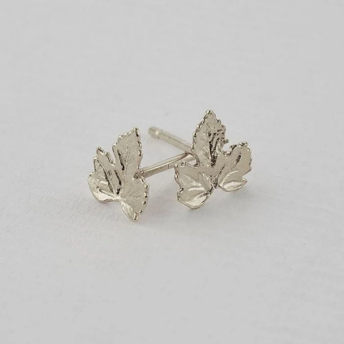 emerald earrings for ladies-Alex Monroe Vine Leaf Stud Earrings