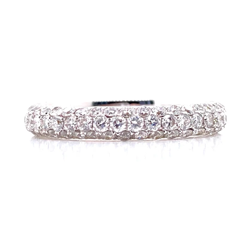 boho style ladies rings-14K White Gold Diamond Pave Band