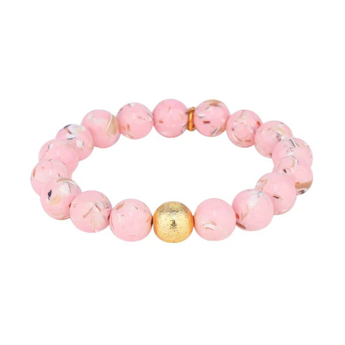 colorful gemstone bracelets for ladies-BuDhaGirl | Marble Beaded Bracelet in Blush