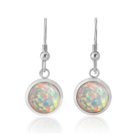 women’s hoop earrings-Lavan Silver and White Opal Earrings