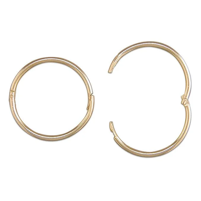 diamond hoop earrings for women-9ct Gold 1.3cm Sleeper Hoop Earrings