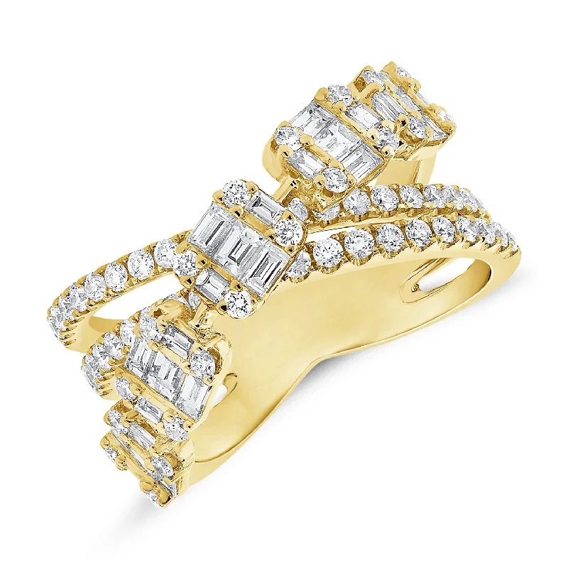 infinity ladies rings-14K Yellow Gold Diamond Crossover Ring