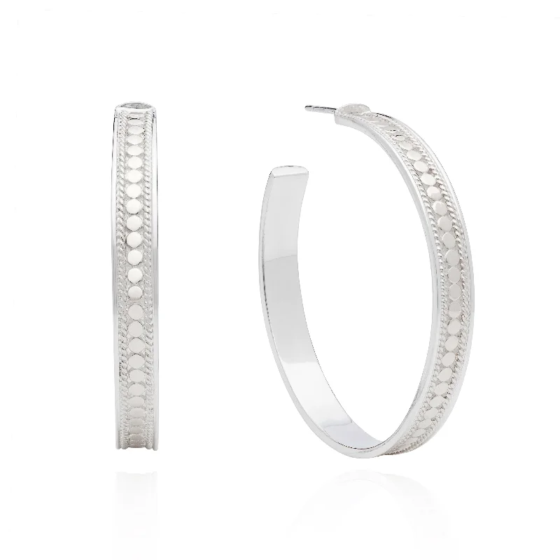 trendy earrings for ladies-Anna Beck Silver Classic Large Hoop Earrings