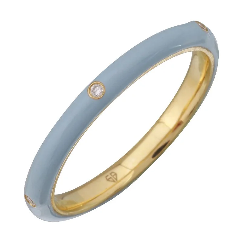 personalized rings for ladies-14k Yellow Gold Grey Enamel & Diamond Ring