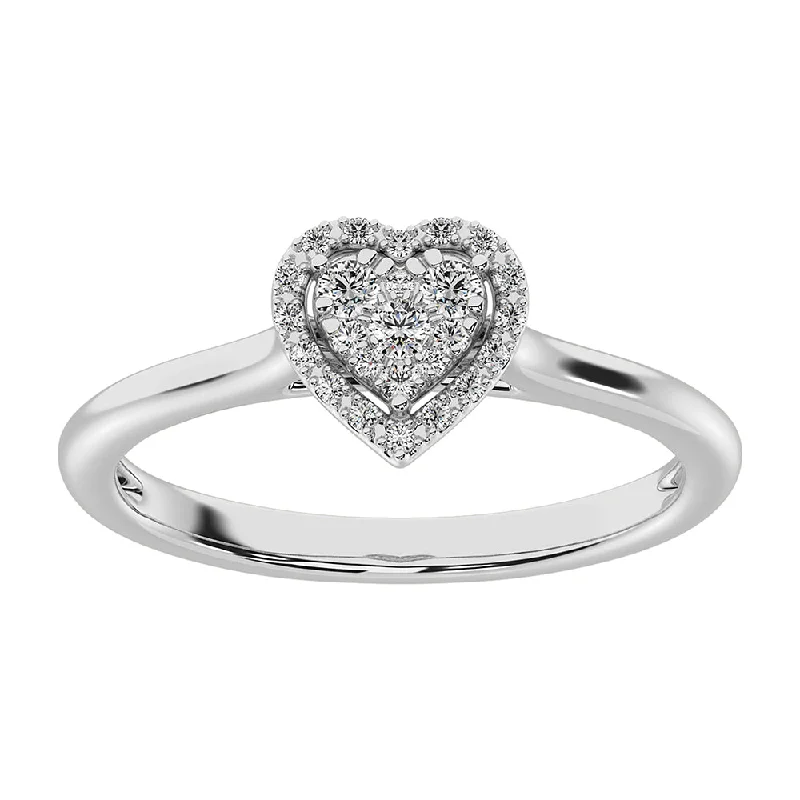 ladies rings with sapphires-10K White Gold 1/6 Ct.Tw. Diamond Heart Promise Ring