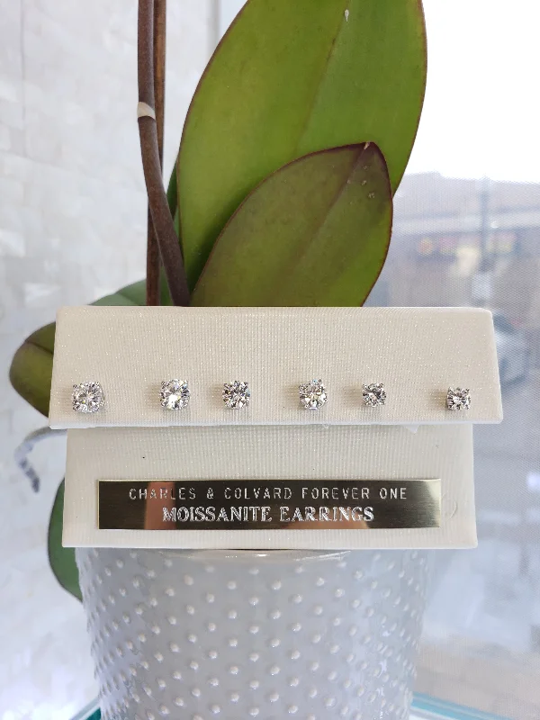 women’s trendy statement earrings-Moissanite Stud Earrings - Forever one DEF color - 3 sizes available