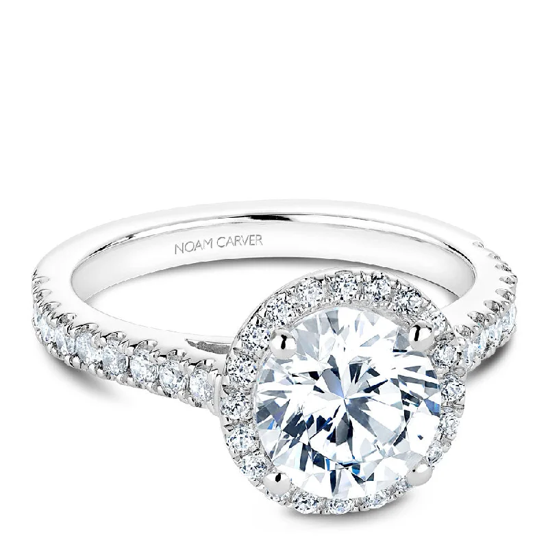 engagement rings for women with modern design-Noam Carver Diamond Halo Engagement Ring B034-03A