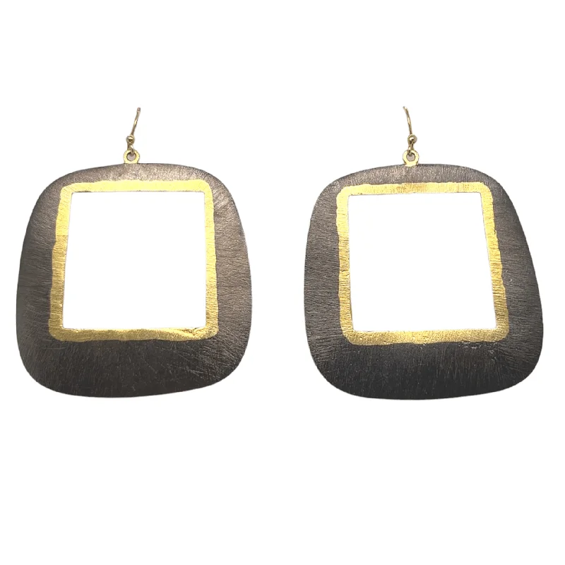 women’s teardrop earrings-Cut Out Square Drop Earrings