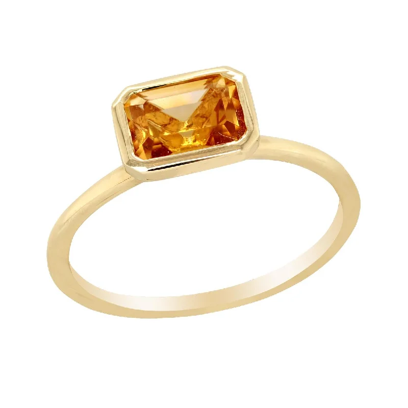 ladies rings with opals-EMERALD CUT CITRINE RING