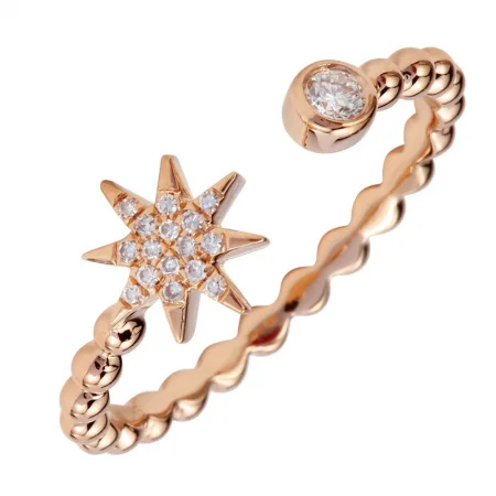 delicate ladies rings-14K Rose Gold Diamond Star Ring