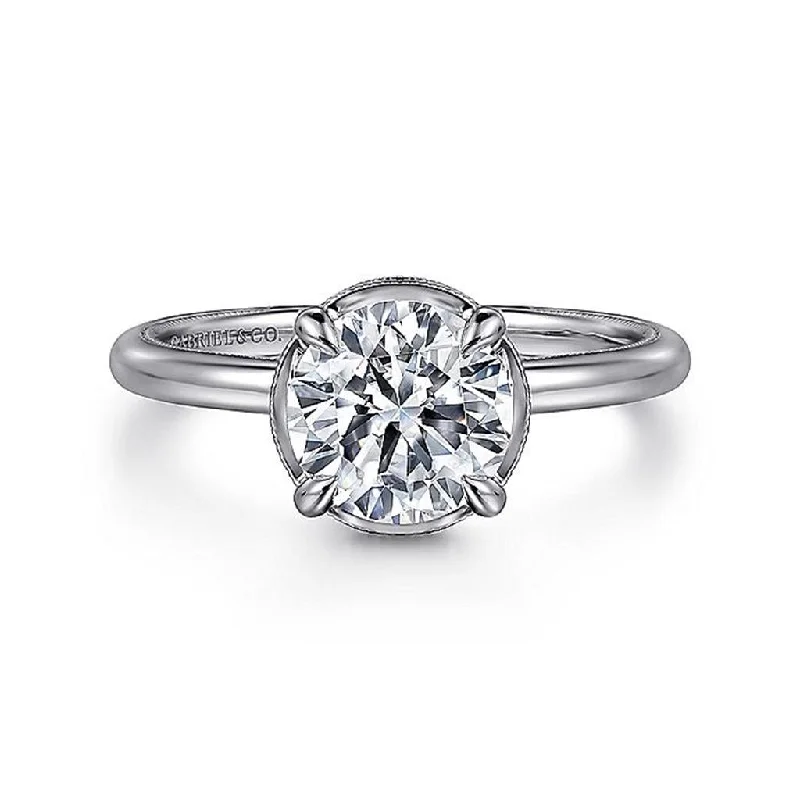 women’s white sapphire engagement rings-14K White Gold 'Catallina' Round Halo Diamond Engagement Ring