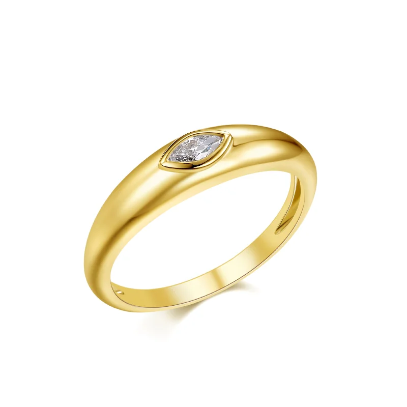 ladies rings for anniversary-14K Yellow Gold Marquise Diamond High Polished Ring