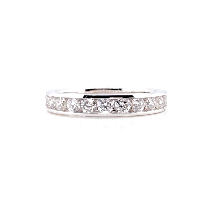 ladies rings with colored stones-14K White Gold Diamond Channel Set Band