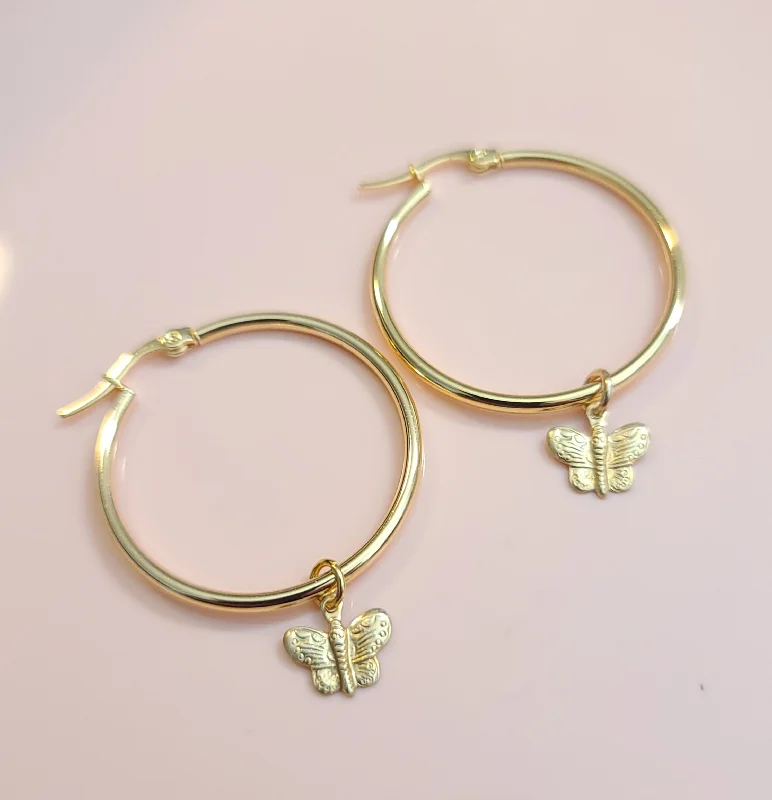 women’s teardrop earrings-Mariposa 14kt Gold Hoop Earrings