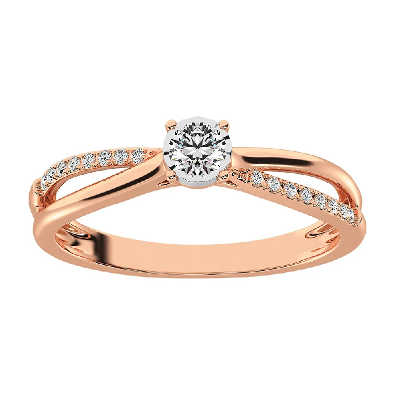 boho style ladies rings-10K Rose Gold 1/6 Ct.Tw. Diamond Promise Ring