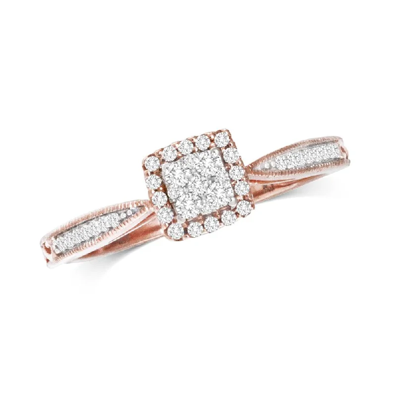 diamond ladies rings-10K Rose Gold 1/5 Ct.Tw.Diamond Promise Ring