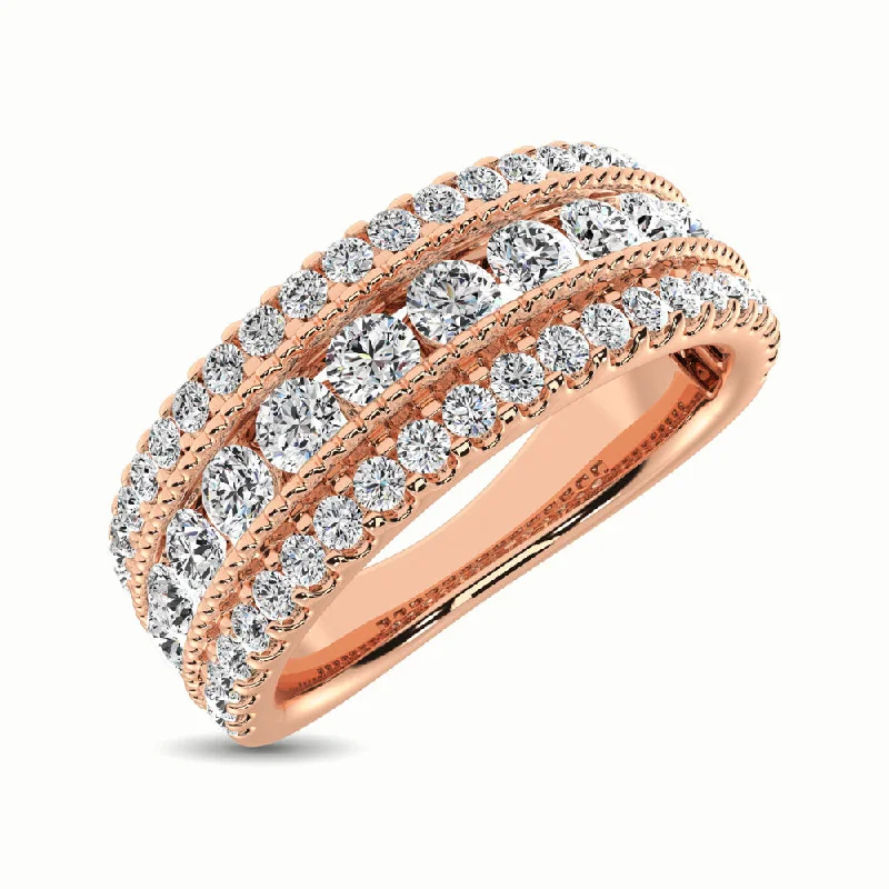 gemstone ladies rings-14K Rose Gold 1 1/3 Ct.Tw. Diamond Anniversary Ring