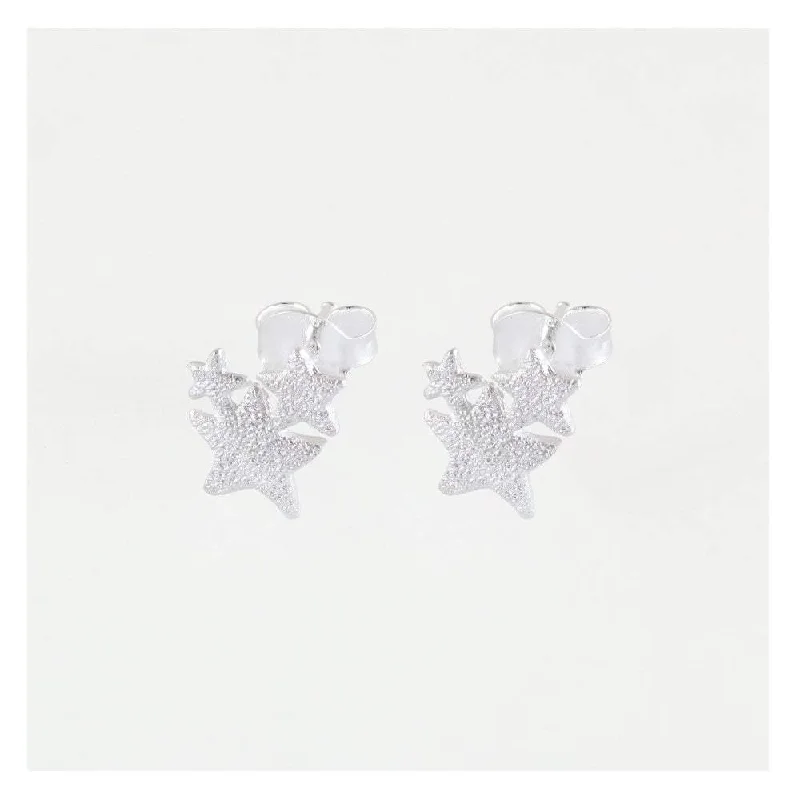 women’s gemstone hoop earrings-Kingsley Ryan Sterling Silver Star Stud Constellation Earrings