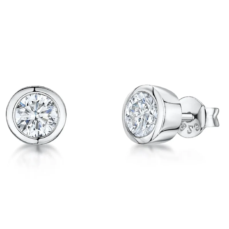 luxury diamond earrings for women-Jools Sterling Silver Cubic Zirconia 6mm Stud Earrings