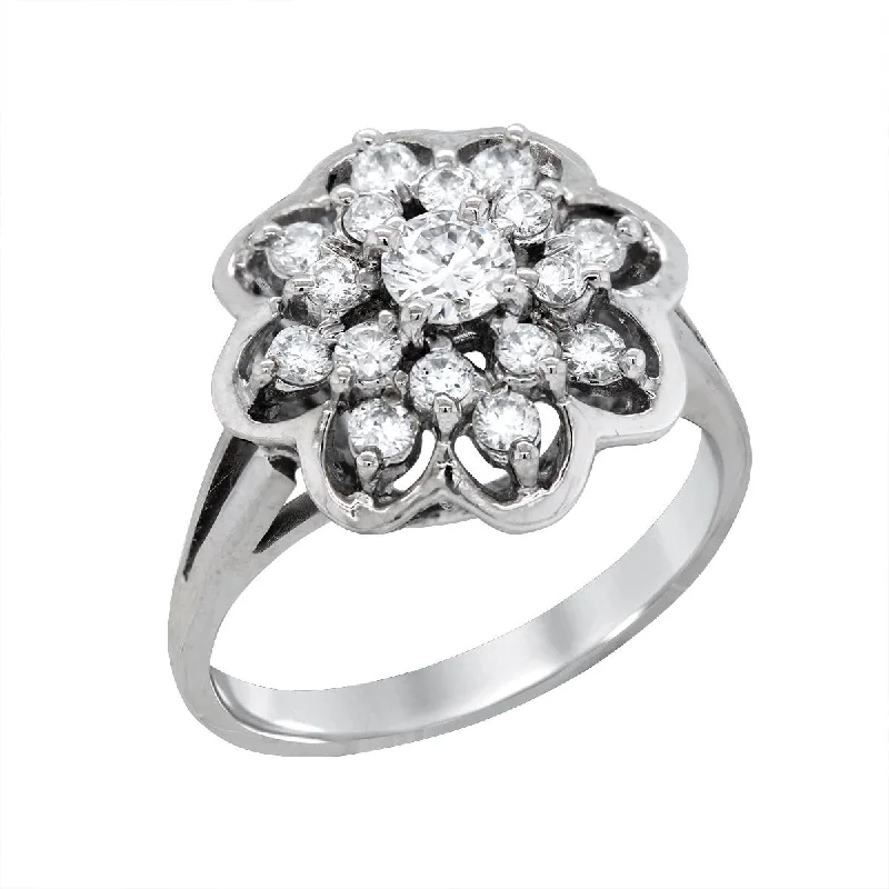 engraved ladies rings-WHITE GOLD COCKTAIL RING WITH DIAMONDS, 1.00 CT TW