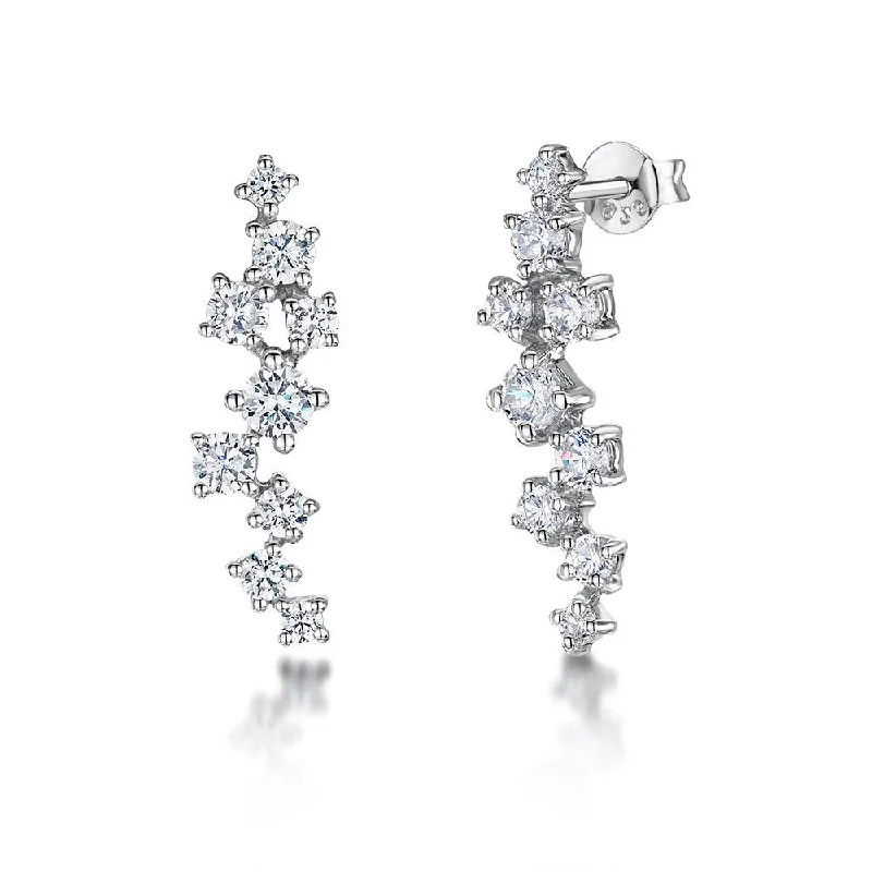 custom diamond earrings for ladies-Cascading Cubic Zirconia Stud Earrings