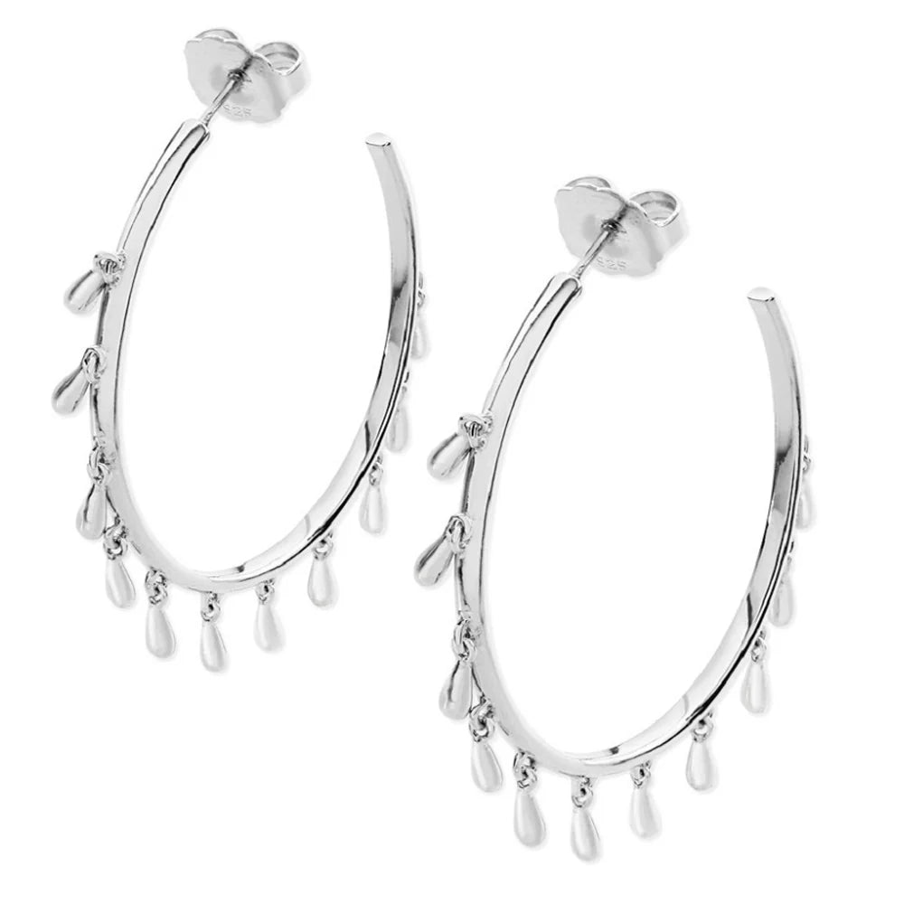 luxury diamond drop earrings-Lucy Q Silver Multi Drop Hoop Earrings