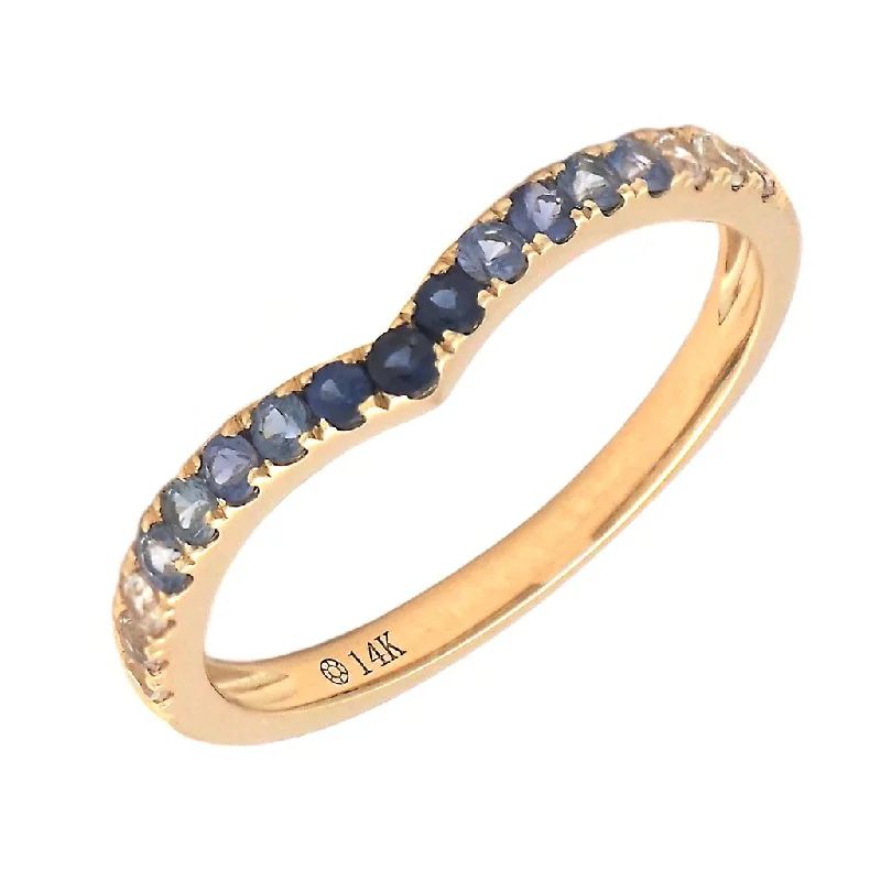 eternity bands for ladies-14K Yellow Gold Sapphire Ombre Ring