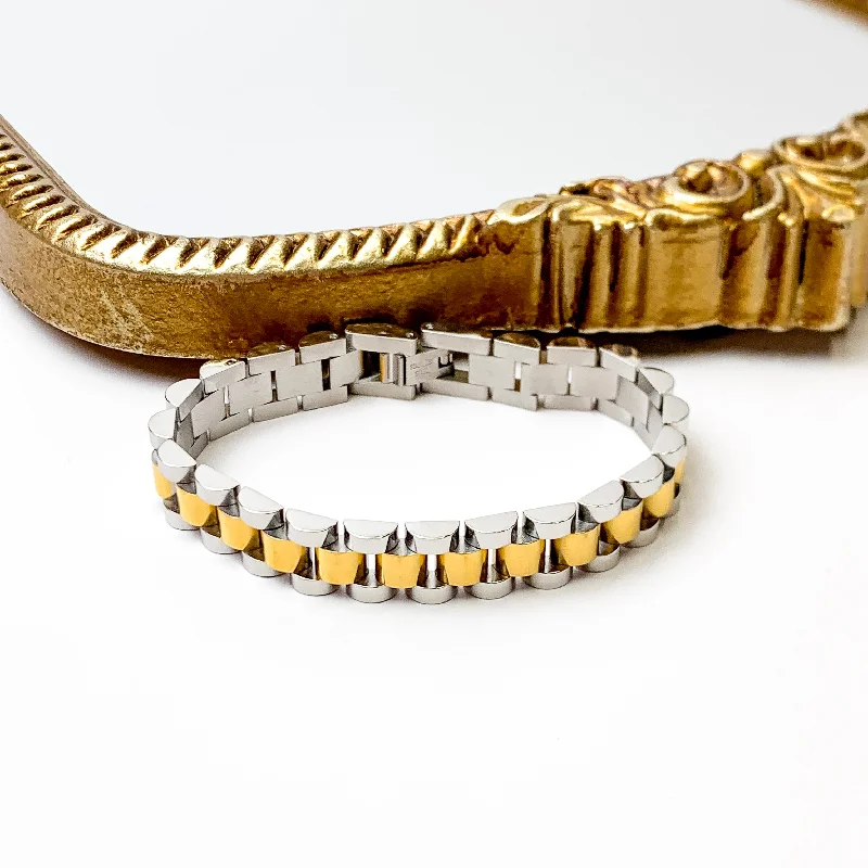 boho chic bracelets for women-Bracha | Rolly Two Tone Bracelet