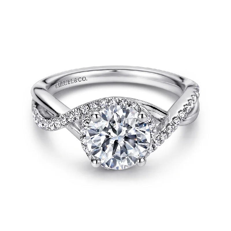 unique two-tone engagement rings for women-Platinum 'Courtney' Twist Round Diamond Engagement Ring