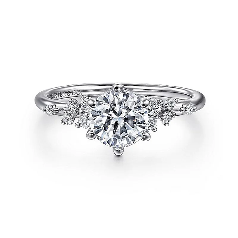 women’s engagement rings with halos-14K White Gold 'Reena' Classic Round Diamond Engagement Ring