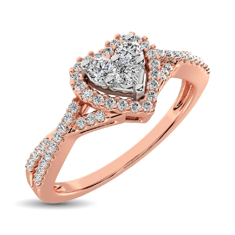 unique gemstone ladies rings-10K Rose Gold 1/4 Ct.Tw. Diamond Heart Ring