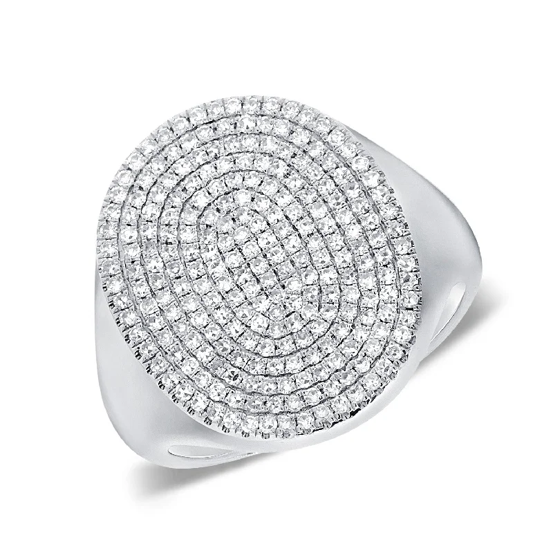 ladies rings for every occasion-14K White Gold Diamond Pave Oval Ring