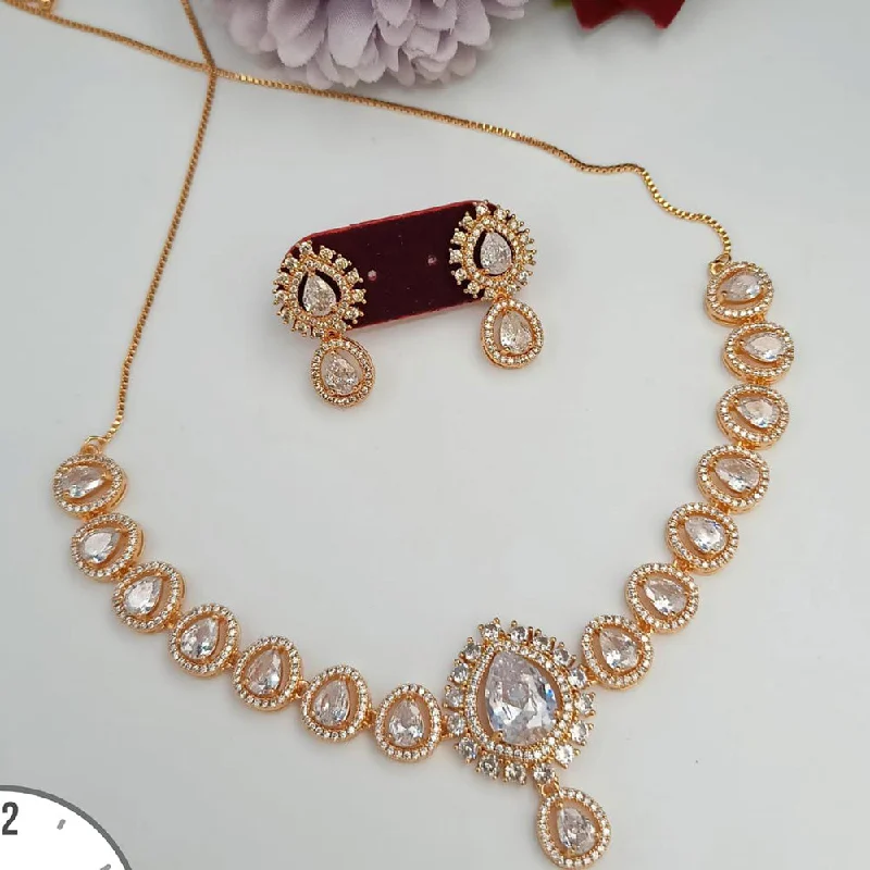 designer women’s necklaces-Manisha Jewellery Gold Plated AD Stone Necklace Set