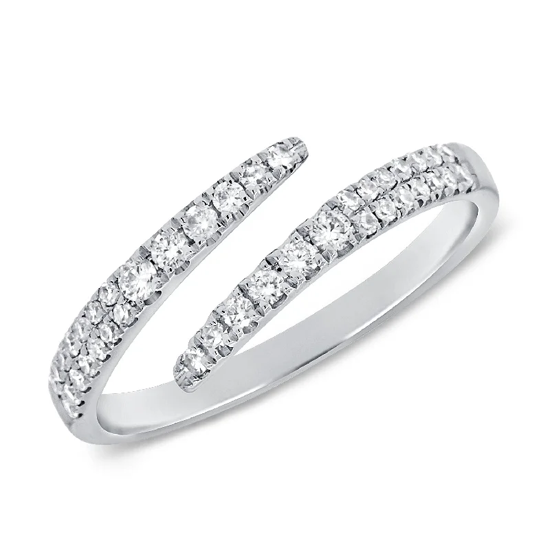 men’s and ladies matching rings-14K White Gold Diamond Bypass Ring