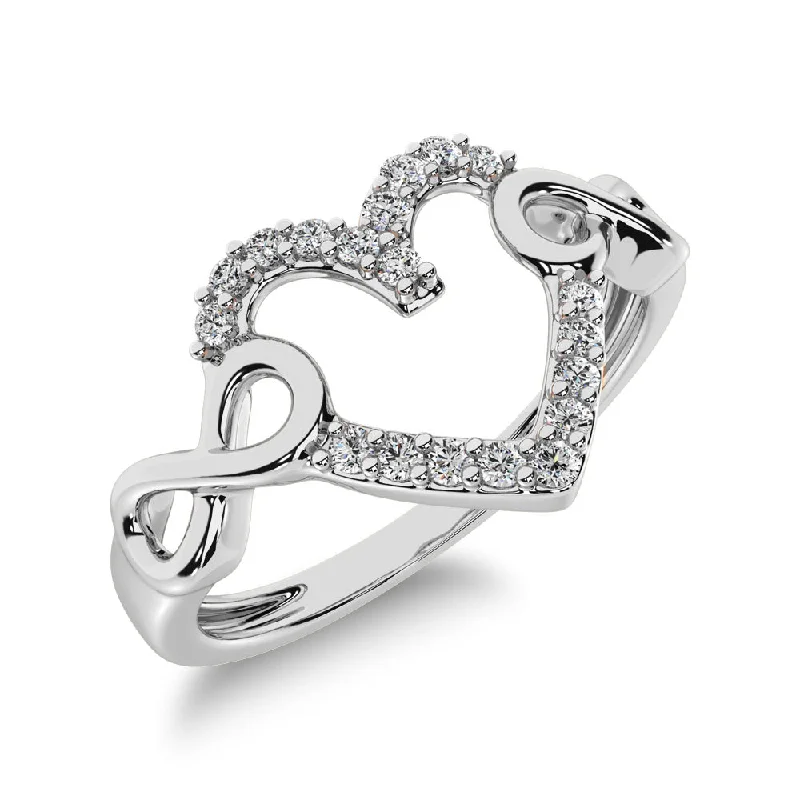 ladies anniversary rings-10K White Gold 1/8 Ct.Tw. Diamond Heart Ring