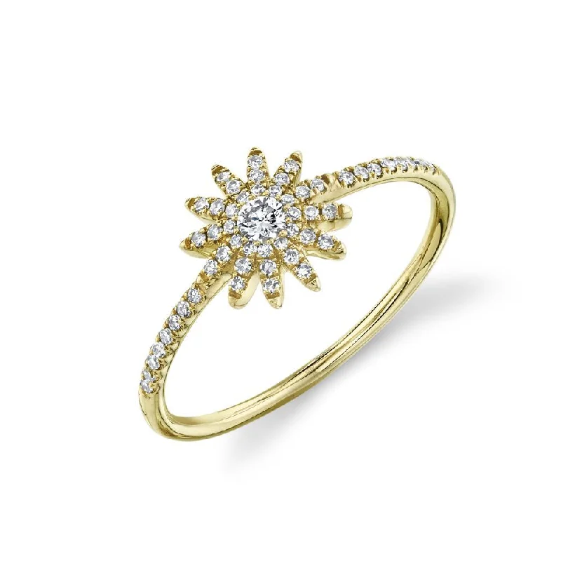 ladies adjustable rings-14K Yellow Gold Diamond Starburst Ring