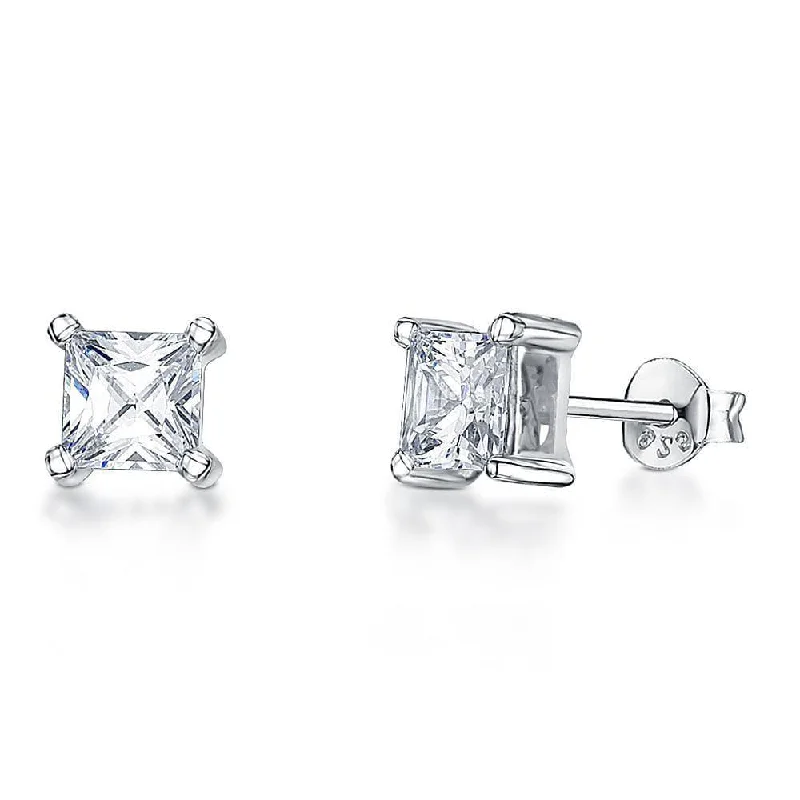 dangling earrings for ladies-Jools Sterling Silver Cubic Zirconia 5mm Solitaire Stud Earrings