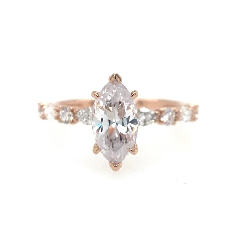 platinum engagement rings for women-14K Rose Gold 'Juliet' Marquise Diamond Engagement Ring