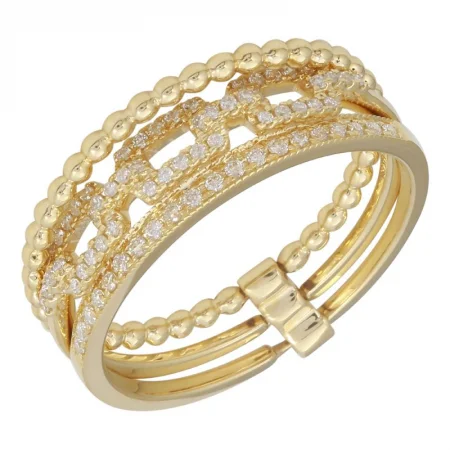 ladies rings with pearls-18K Yellow Gold Diamond Link Ring