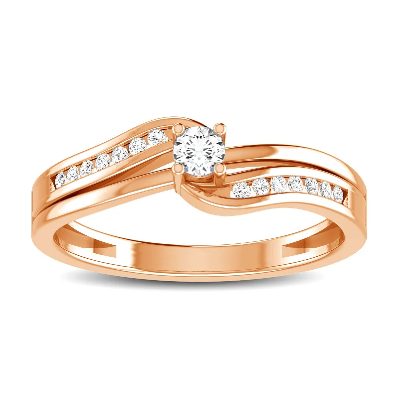 affordable ladies rings-10K Rose Gold 1/5 Ct.Tw. Diamond Fashion Ring