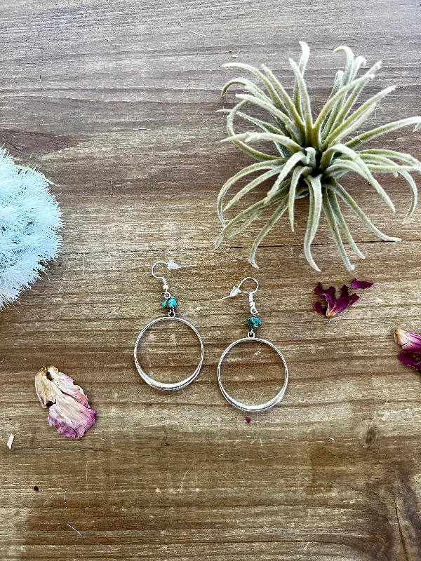 women’s cubic zirconia earrings-Mini hoop earrings and turquoise