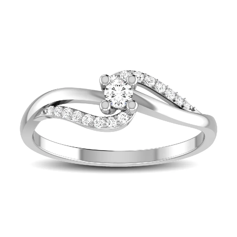 oval-shaped diamond ladies rings-10K White Gold 1/6 Ct.Tw. Diamond Fashion Ring