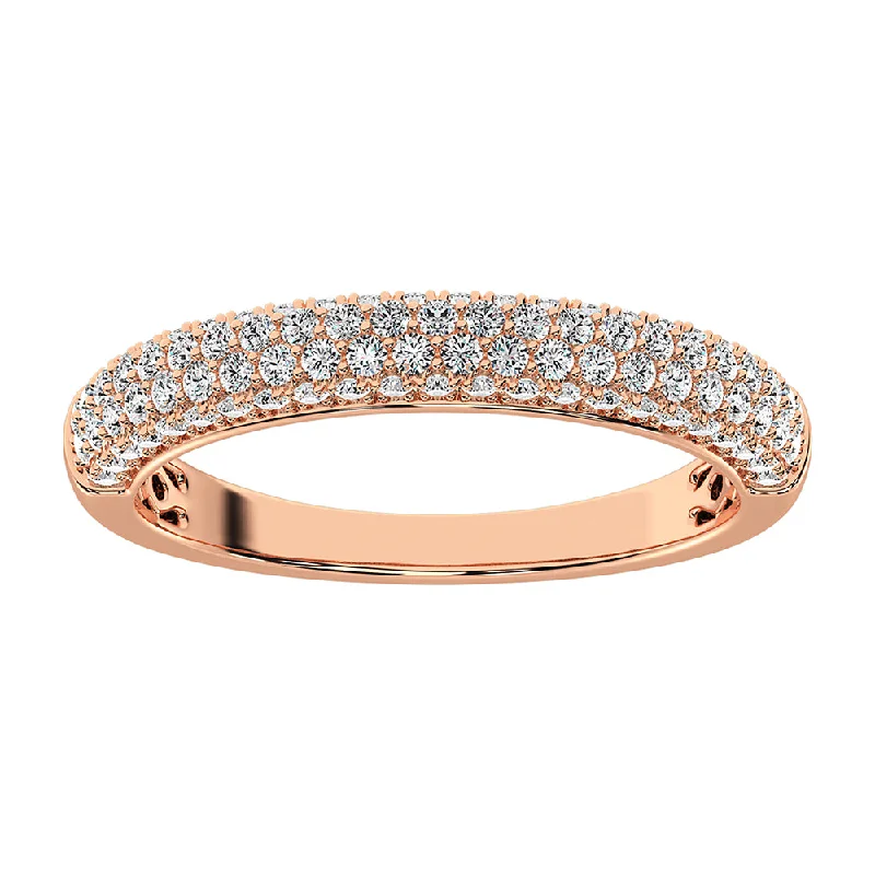 cubic zirconia ladies rings-14K Rose Gold 1/2 Ct.Tw. Diamond Pave Set Fashion Band